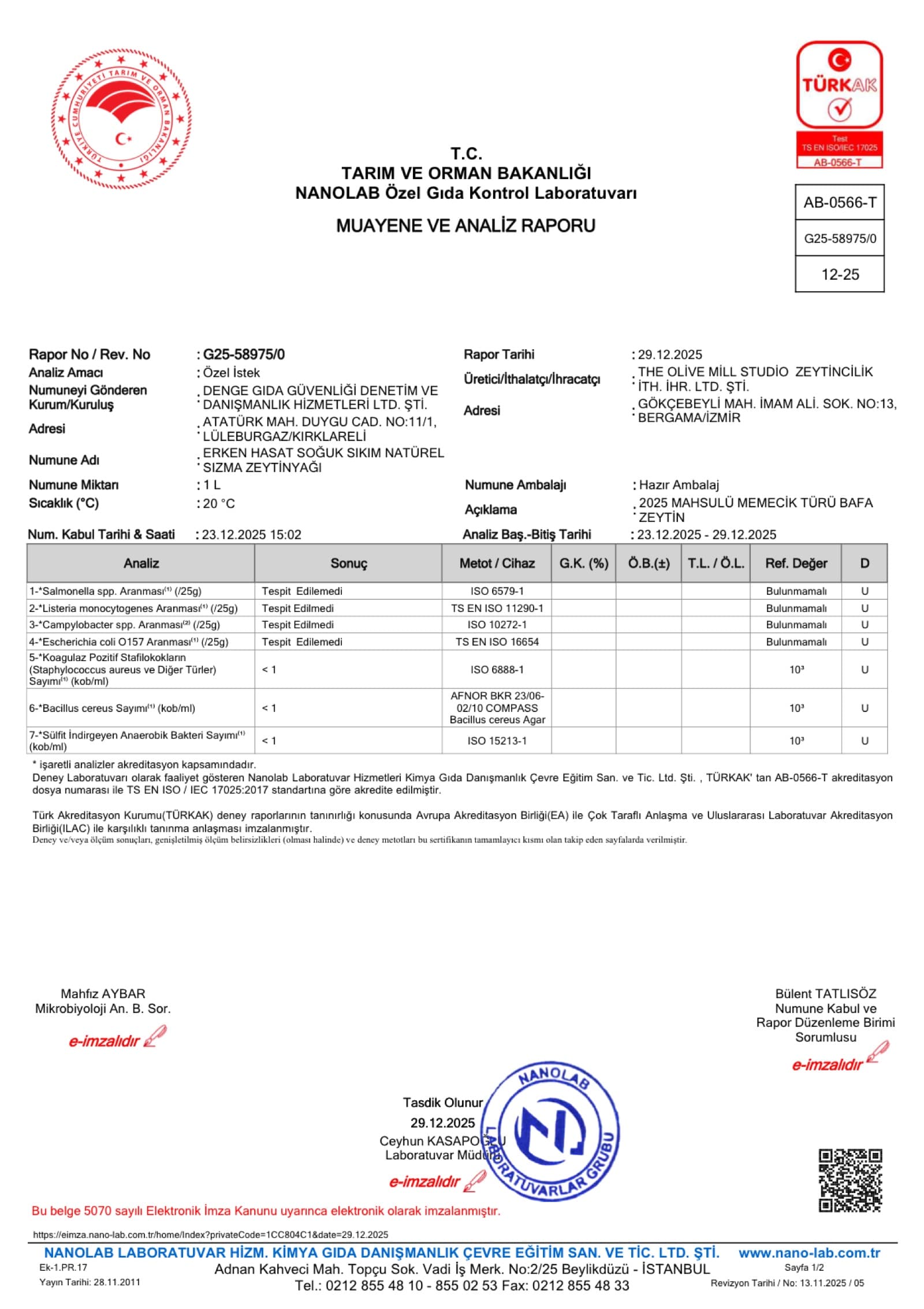 Analiz Rapor Sonuçları — Aralık 2025