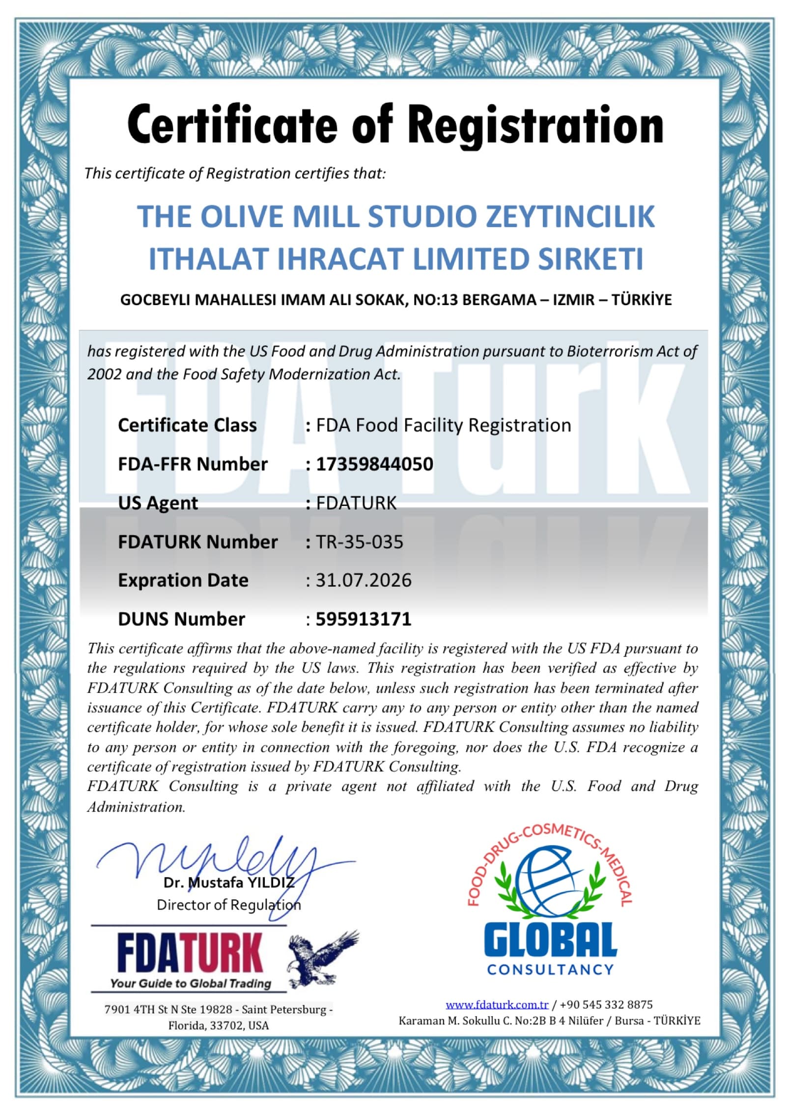 T.C. İşletme Kayıt Belgesi