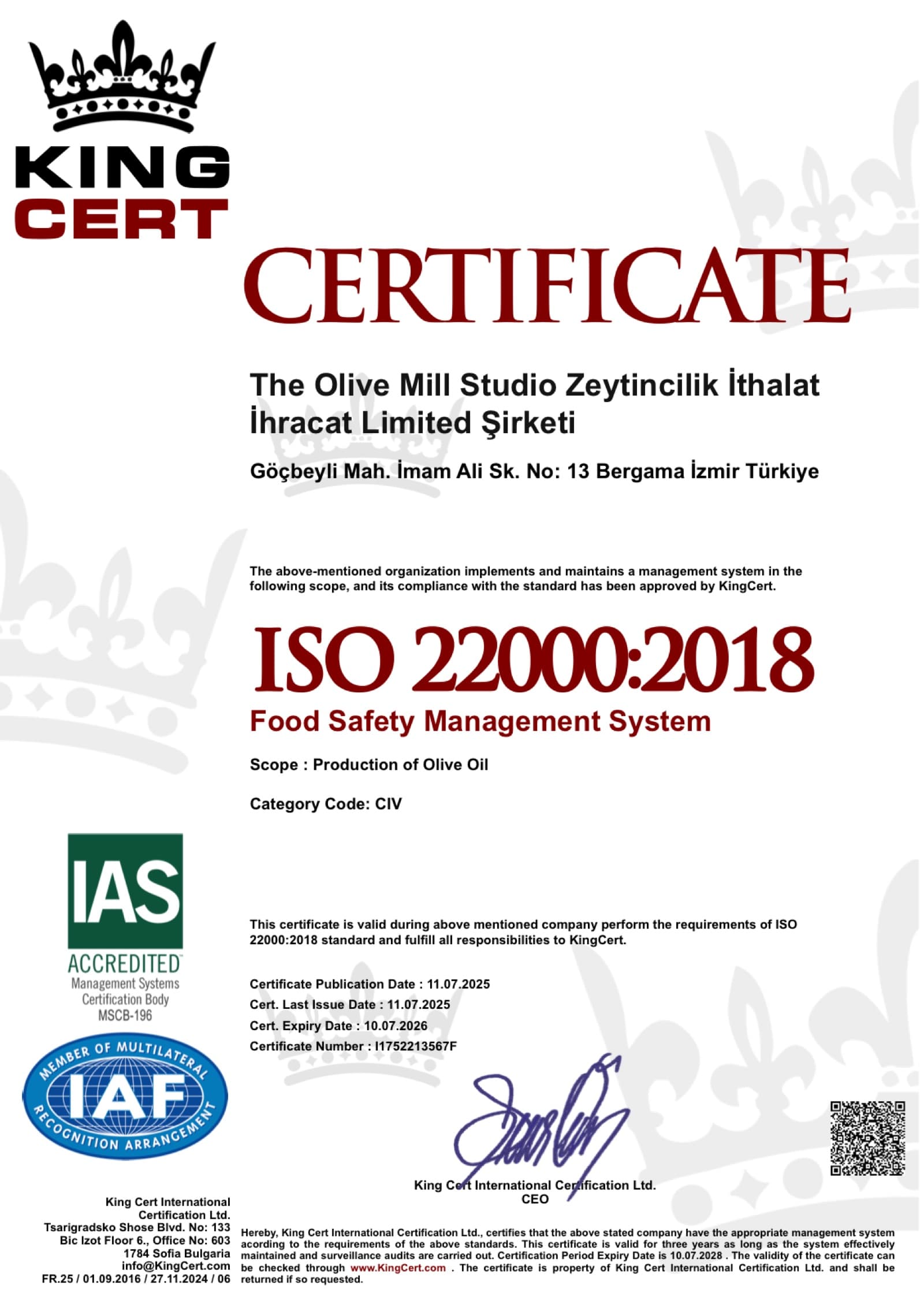 ISO 22000 — Gıda Güvenliği Yönetim Sistemi